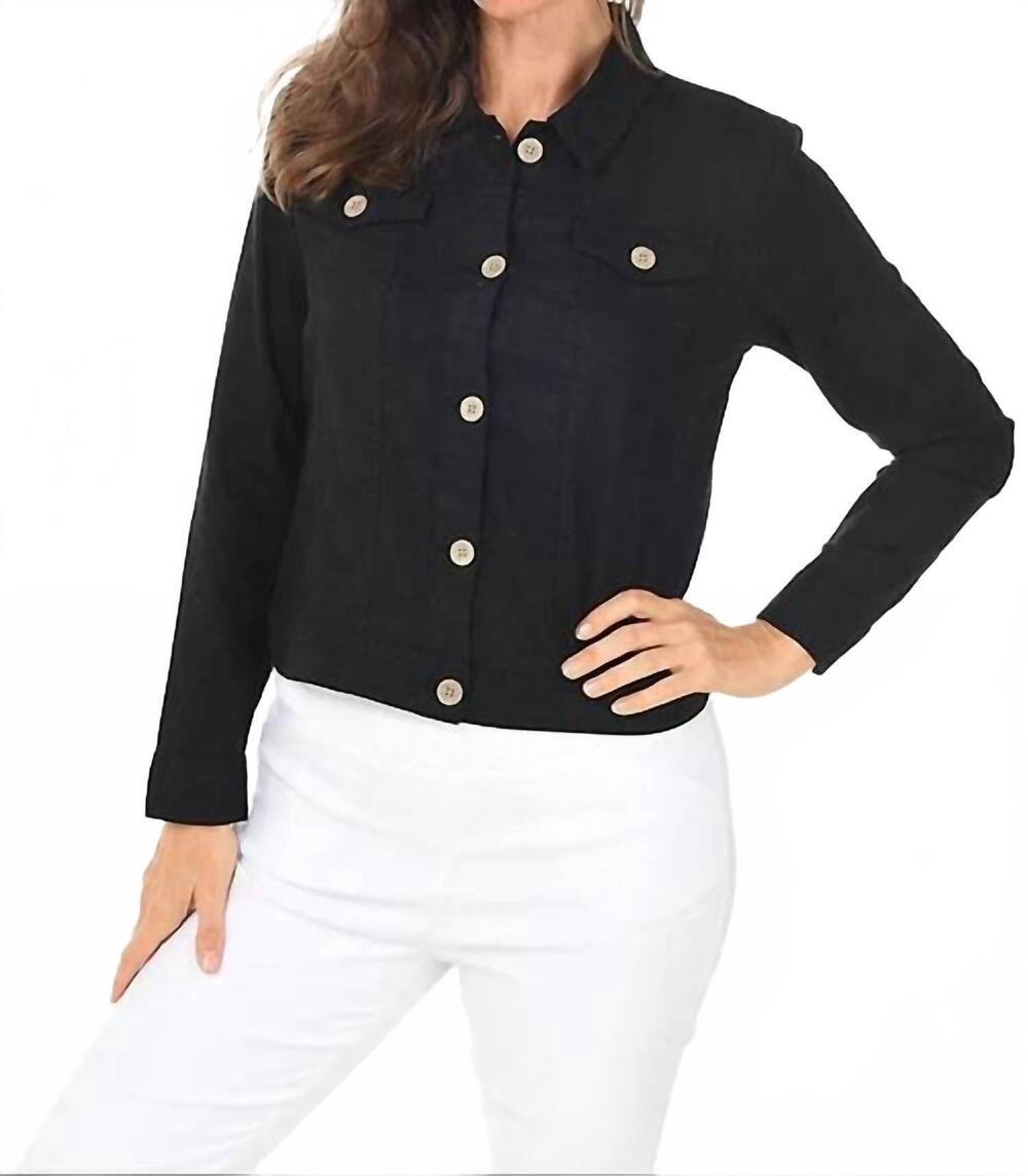 NEW KEREN HART linen jacket with buttons - plus in black